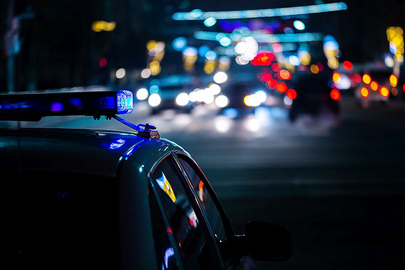 Picture of police car with various car lights